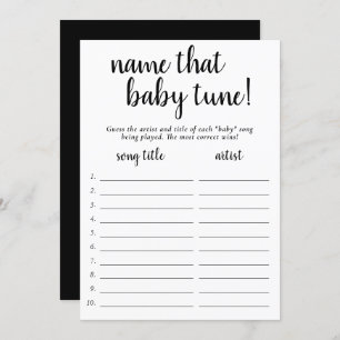 Simple Name That Baby Tune Black White Game Card