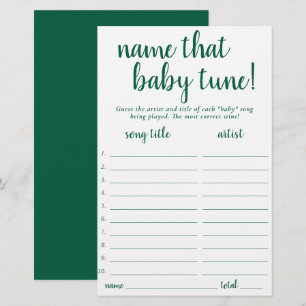 Simple Name That Baby Tune   Green Game Card
