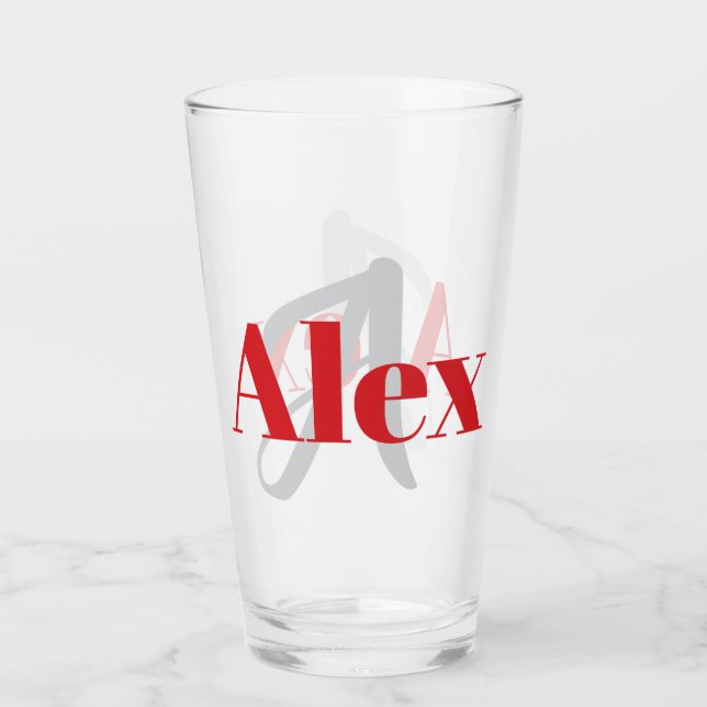 Simple Name with Monogram Glass (Front)
