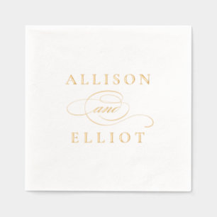 Simple Names Calligraphy Wedding Foil Napkins
