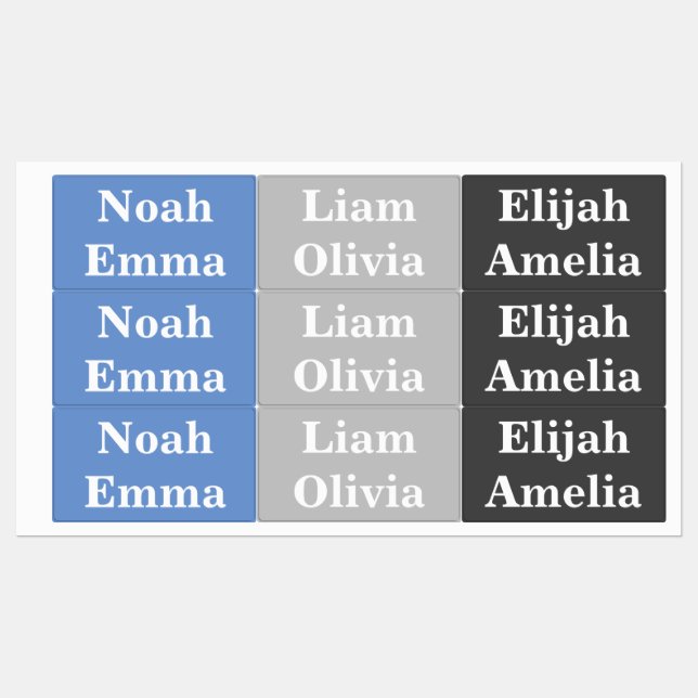 Simple Names Waterproof Clothing Labels (Sheet)