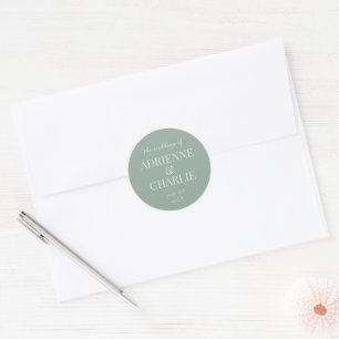 Simple Names Wedding Date Favor Envelope Classic Round Sticker