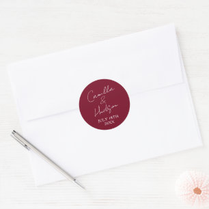 Simple Names Wedding Date Favor Envelope Classic Round Sticker