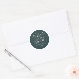 Simple Names Wedding Date Favour Envelope Classic  Classic Round Sticker