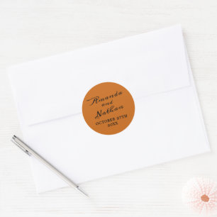 Simple Names Wedding Date Favour Envelope Classic Round Sticker