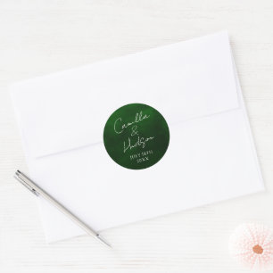 Simple Names Wedding Date Favour Envelope Classic Round Sticker