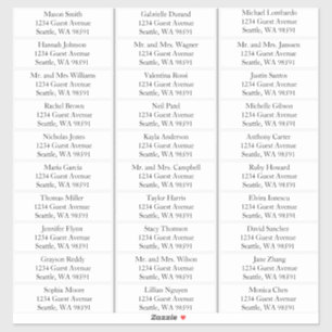 Simple Names Wedding Guest Address Labels