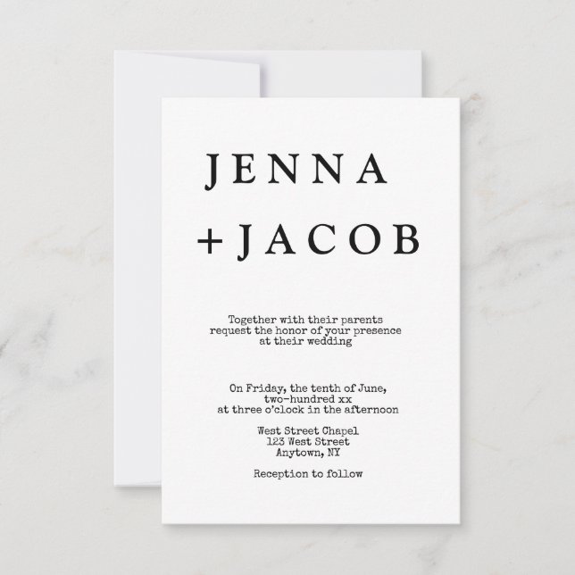 SImple names wedding invitations (Front)