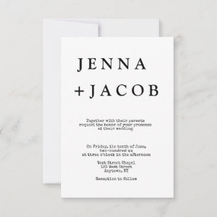 SImple names wedding invitations