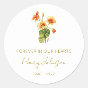 Simple Nasturtium Memorial Classic Round Sticker