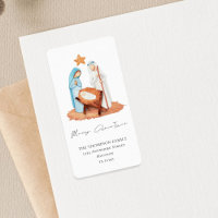 Simple Nativity Merry Christmas Return Address