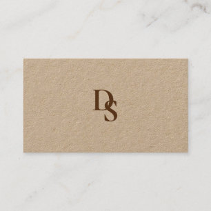 Simple Natural Kraft Paper with Initial & QR Code Business Card