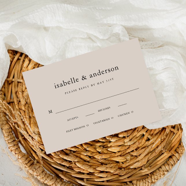 Simple Natural Meal Choice Wedding RSVP Card (Creator Uploaded)