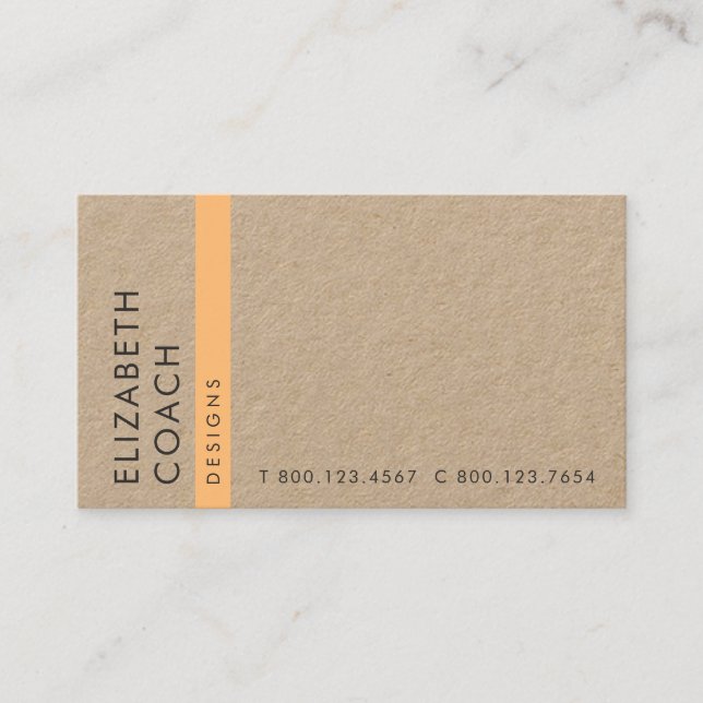 Simple Natural Professional w/ Orange Stripe Business Card (Front)