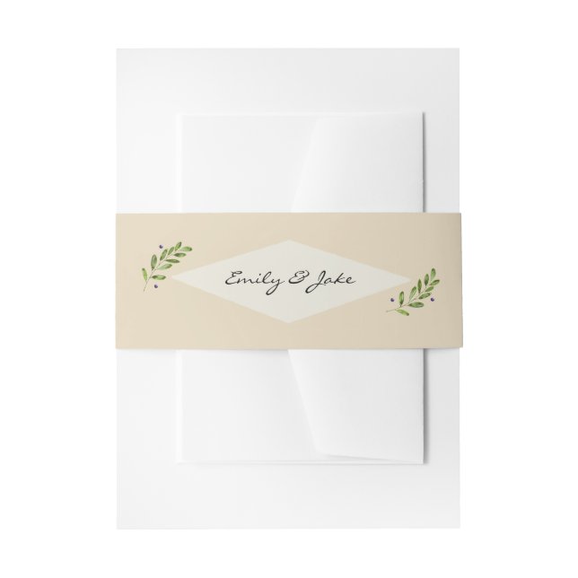 Simple Natural Wedding Packet Mailing Portrait Invitation Belly Band (Front Example)