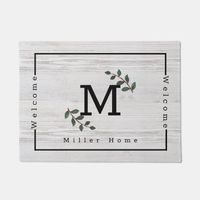 Simple Nature Branches Initial Letter Custom Doormat (Front)