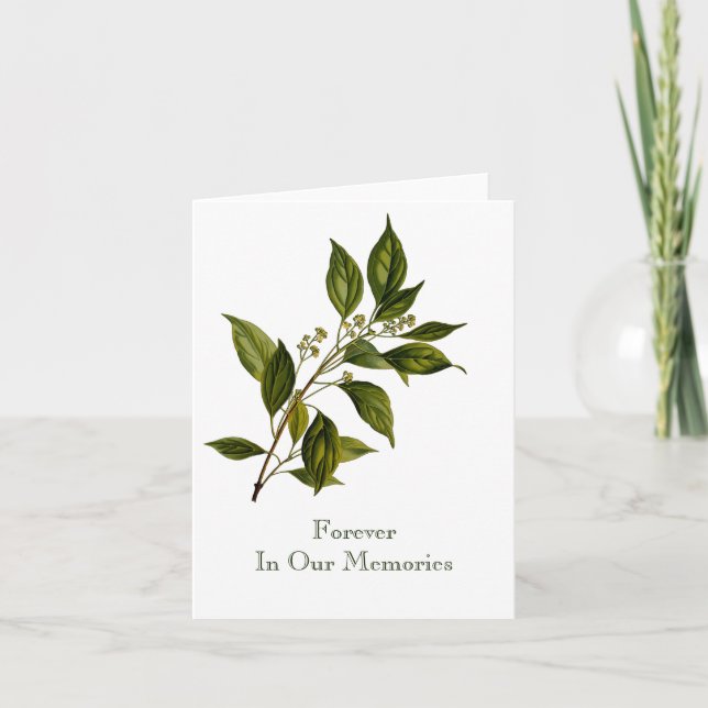 Simple Nature Tree Leaf Branch Condolence Funeral Card (Front)