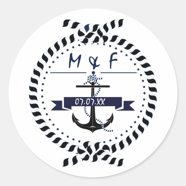 Simple Nautical Anchor Beach Wedding Sticker (Front)