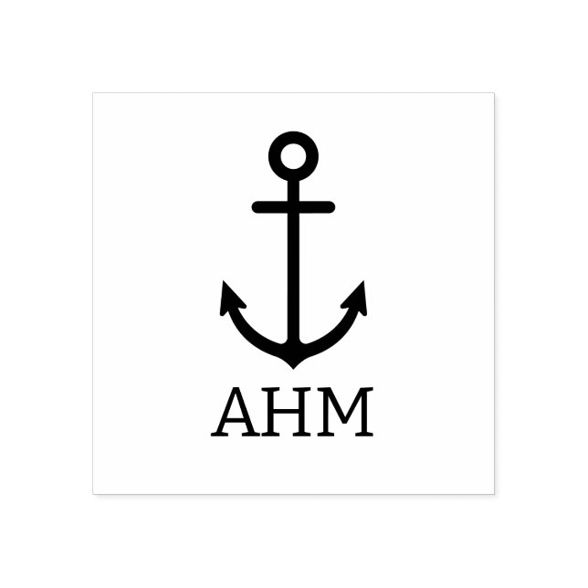 Simple Nautical Anchor Monogram Rubber Stamp (Imprint)