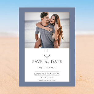 Simple Nautical Anchor Save the Date   Dusty Blue