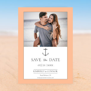 Simple Nautical Anchor Save the Date Peach
