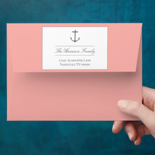 Simple Nautical Anchor Wedding | Coral Envelope (Hand)