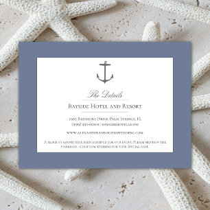 Simple Nautical Anchor Wedding   Dusty Blue Enclosure Card