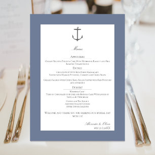 Simple Nautical Anchor Wedding   Dusty Blue Menu