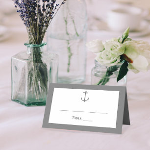 Simple Nautical Anchor Wedding   Grey Place Card