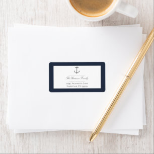 Simple Nautical Anchor Wedding   Navy Address Label