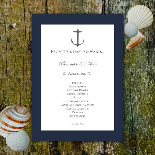 Simple Nautical Anchor Wedding Navy Programme