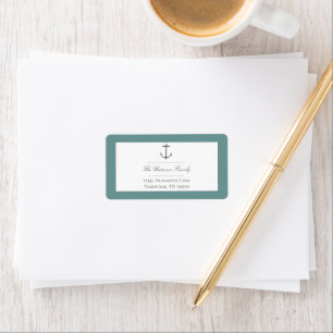 Simple Nautical Anchor Wedding Teal Address Label