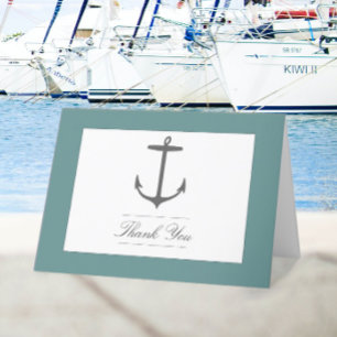 Simple Nautical Anchor Wedding   Teal  Thank You Card