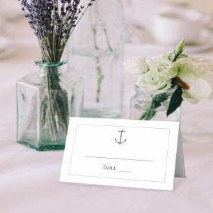 Simple Nautical Anchor Wedding   White Place Card