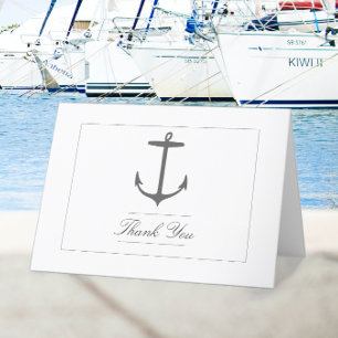 Simple Nautical Anchor Wedding   White  Thank You Card