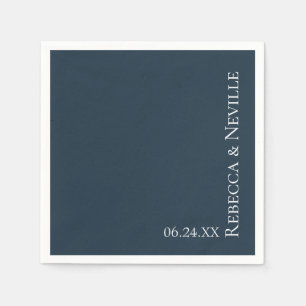 Simple Nautical Modern Navy Blue Text Wedding Napkin
