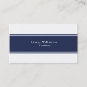 Simple Nautical Navy Blue and White Business Card