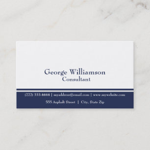 Simple Nautical Navy Blue and White Business Card