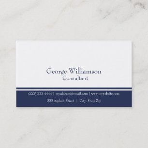 Simple Nautical Navy Blue and White Business Card