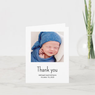 Simple Nautical Sailboat Baby Boy Photo Shower Thank You Card