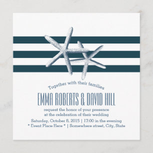 Simple Nautical Starfish Wedding Invitations