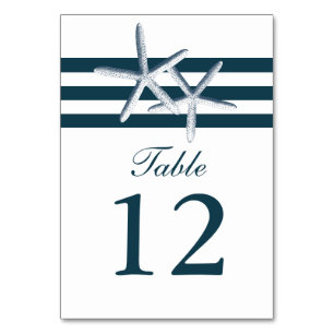 Simple Nautical Starfish Wedding Table Numbers
