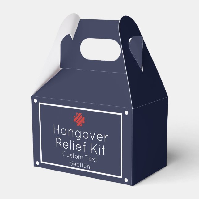 Simple Navy and White Hangover Relief Kit Favour Box (Front Side)