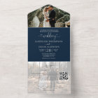 Simple Navy Blue 2 Photo QR Code RSVP Wedding