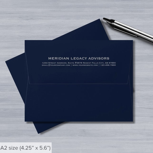 Simple Navy Blue and Grey Typographic A2 Envelope (Creator Uploaded)