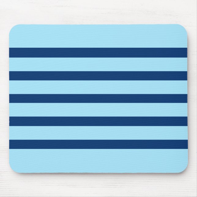 Simple Navy Blue and Light Blue Stripes Mouse Mat (Front)