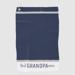 Simple Navy Blue And White Best Grandpa Ever Golf Towel