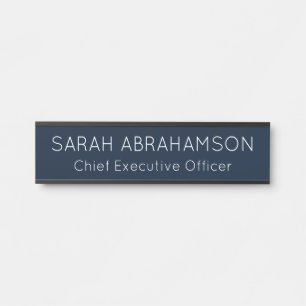 Simple Navy Blue and White Name Plate - Door Sign
