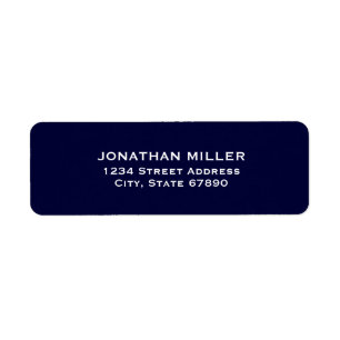 Simple Navy Blue and White Return Address
