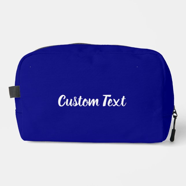 Simple Navy Blue and White Script Text Template Dopp Kit (Front)